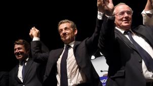 Maurice Leroy (à dr.), au meeting de Nicolas Sarkozy à Vendôme, en septembre dernier
: rallié à l’ex-président après l’avoir qualifié en privé de «cliniquement fou»...