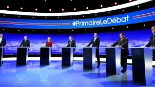 Les candidats à la primaire de la droite lors du débat télévisé du 13 octobre 2016. © Martin Bureau/AFP