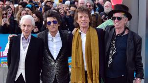 Les Stones tels qu’on avait pu les voir à Londres ce printemps à l’inauguration de leur expo «
Exhibitionism
!
». © Photo News.