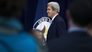 John Kerry, suite à son discours au département d’Etat. © EPA