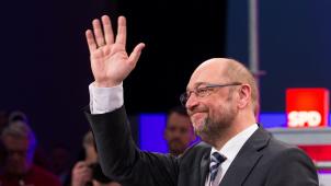 Martin Schulz attire la foule à chaque événement qu’il organise dans le cadre de la campagne électorale - ici, à Bielefeld, ce lundi. © AFP.