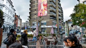 Le futur mobilier urbain de la place fera référence à la fresque monumentale de Bottazzi. © Sylvain Piraux.