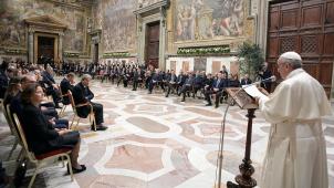 Le pape François s’est exprimé devant les dirigeants européens, ce vendredi à Rome. © Reuters.