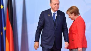 Recep Tayyip Erdogan et Angela Merkel le 7 juillet 2017 au G20 à Hambourg © EPA