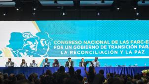 Les anciens guérilleros sont réunis en congrès à Bogotá. Vendredi, ils deviendront définitivement un parti politique, dont le nom reste à définir. © AFP.