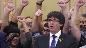 Carles Puigdemont après la déclaration d’indépendance de la Catalogne © AFP