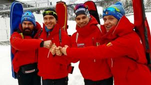 Désormais, la Belgique a une équipe de biathlon compétitive grâce à Michael Rösch, Florent Claude, Tom Lahaye-Goffart et Thierry Langer (de g. à dr.). © D.R.