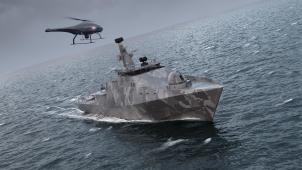 Le bateau mère proposé par Saab mesure 80 m, peut accueillir des drones et possède une coque en matériau composite.