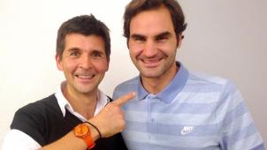 Thomas Sotto et son idole Roger Federer.