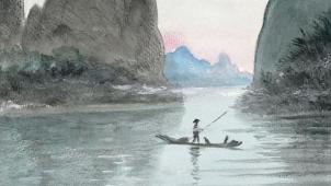 Le pinceau de Jean-François Charles touche parfois à l’estampe comme sur les rives de la rivière Li, dont son héroïne porte le nom.