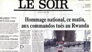 La une du 14 avril 1994 © repro Le Soir Sylvain Piraux