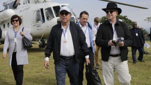 Emmenée par l’ambassadeur péruvien Gustavo Meza (casquette blanche), dont le pays préside actuellement le Conseil de sécurité, la délégation de l’ONU s’est rendue sur le terrain, notamment dans le département de Cauca.