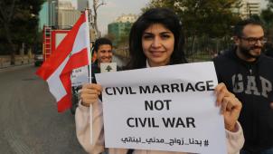 Manifestation en faveur du mariage civil en février dernier, à Beyrouth
: depuis des années, des activistes mènent le combat contre le poids écrasant de la religion dans la vie des citoyens libanais.