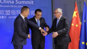 Donald Tusk, président du Conseil européen, Li Keqiang, premier ministre chinois, et Jean-Claude Juncker, président de la Commission européenne, lors du sommet 2019.