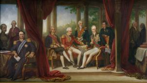 Le Congrès de Vienne (Talleyrand est le premier à gauche des cinq personnages centraux).