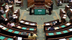 La Première ministre Sophie Wilmès s’adresse à la Chambre réunie en session plénière le 9 juillet dernier.