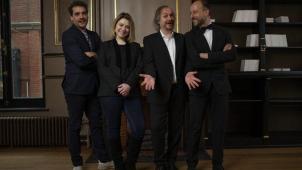 Emilie Dequenne entourée des comédiens de Sprötch, de Xavier Seron
: Jean le Peltier, Baptiste Sornin et Youri Dirkx.