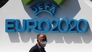 Le logo de l’Euro 2020 au Stade olympique de Rome qui accueille le match d’ouverture Turquie - Italie.