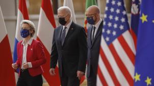 Joe Biden a martelé son message aux alliés européens - ici, Ursula von der Leyen et Charles Michel - pour faire front commun contre les ambitions hégémoniques de la Chine.