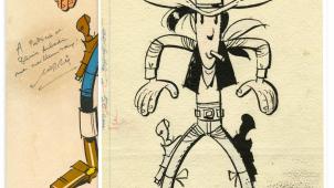 Original d’un dessin de Lucky Luke réalisé par Morris pour un poster du héros dans le Journal de Spirou en 1964.