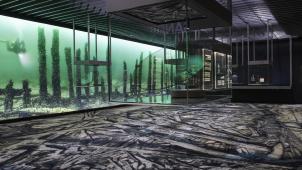 Le musée laisse les épaves au fond de l’eau, et utilise des évocations visuelles et numériques.