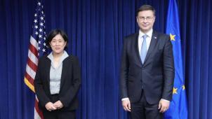 Le vice-président de la Commission européenne, Vadis Dombrovskis, rencontré ce mardi la représentante américaine au Commerce Katherine Tai.