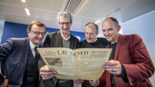 Sébastien Gnaedig (Futuropolis), Denis Lapière, Daniel Couvreur et Christian Durieux racontent l’histoire du «Faux Soir» dans une bande dessinée.