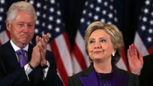 Hillary Clinton le 9 novembre 2016 au moment de reconnaître son humiliante défaite. Il y eut ingérence russe sans qu’on puisse établir une collusion entre la Russie et l’équipe du candidat républicain.