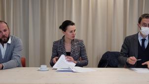 Yves Goldstein et Kasia Redzisz lors de leur première rencontre commune avec la presse.
