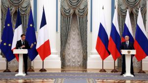 Conférence de presse du président Emmanuel Macron et du président Vladimir Poutine à l