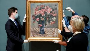 Symboliquement, un premier tableau, Les Fleurs de Lovis Corinth, qui figurait dans les collections des Musées royaux des Beaux-Arts de Bruxelles, a été décroché, ce jeudi.