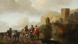 «Voyageurs dans un paysage italien» de Philips Wouwerman (XVIIe).