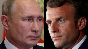 Les présidents russe et français, Vladimir Poutine et Emmanuel Macron.