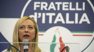 Giorgia Meloni, après la victoire de son parti Fratelli d’Italia aux élections en Italie.