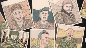 Les photos de militaires russes tués en Ukraine, dissimulées par le Kremlin et divulguées par la blogueuse russe Elena Vasileva.