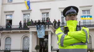 Des manifestants occupent le célèbre 5, Belgrave Square, possédé par Oleg Deripaska, tout aussi sanctionné par le Royaume-Uni.