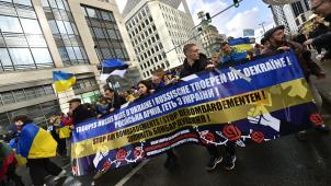 Manifestation de soutien à l’Ukraine, dans les rues de Bruxelles, le 25 février 2023.