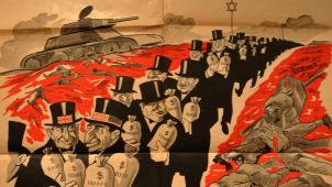 Sur cette affiche italienne de 1944, des banquiers juifs tirent profit des champs de bataille. Les racines de cet antisémitisme remontent au XVIIe siècle.