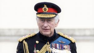 Le roi Charles le 14 avril dernier lors de la parade du Souverain, à l’école royale militairede Sandhurst.