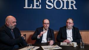 Christos Doulkeridis (Ixelles), Jean Spinette (Saint-Gilles) et Fabrice Cumps (Anderlecht) ont été conviés au sein de la rédaction du « Soir ».