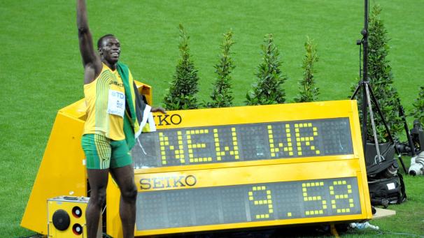 Berlin - août 2009
: Usain Bolt remporte son premier titre de champion du monde sur 100 m. Il explose son record (9’’58). ©Belgaimage