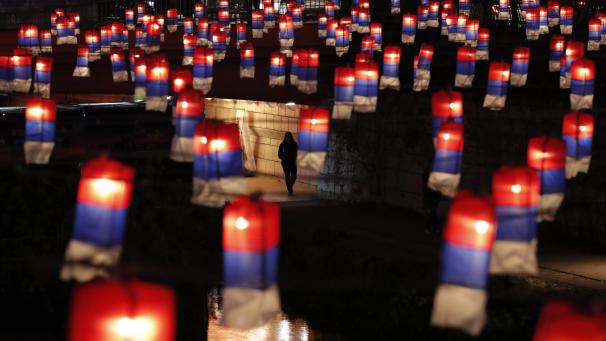Festival des lanternes de Séoul, qui a lieu du 1er au 17 novembre, le long du ruisseau Cheonggye à Séoul, en Corée du Sud.
