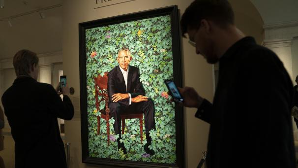 Un portrait de Barack Obama à une exposition appelée «
Présidents des États-Unis
».