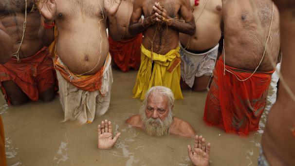 Membres de la communauté brahmane hindoue en Inde.