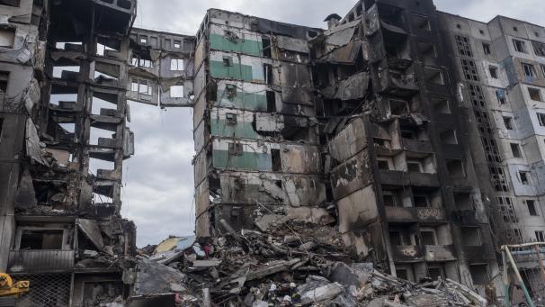 Appartements détruits par l’armée russe près de Kiev en Ukraine.