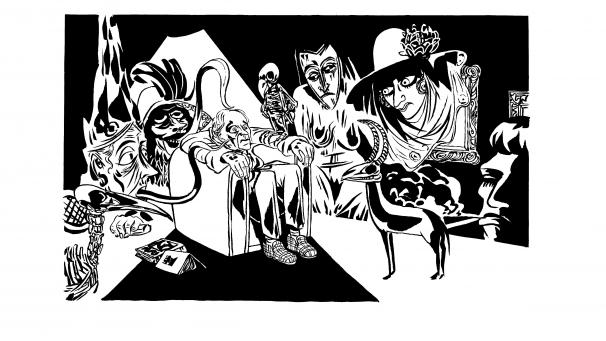 Cornelius Gurlitt, le fils du plus grand marchand d’art nazi, entouré des fantômes d’œuvres spoliées par son père : « La Vieille Femme au chapeau cloche » de Beckmann, de la « Fille mélancolique » de Kirchner, de l’autoportrait de « Dix fumant un cigare », de « Femme avec voile » d’Otto Griebel…