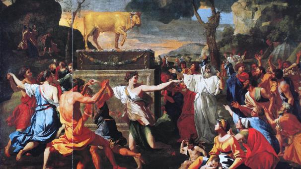 «L’Adoration du veau d’or», ci-dessous, a été peint par Nicolas Poussin.