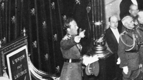Léopold III prête serment le 23 février 1934 dans l’hémicycle de la Chambre.