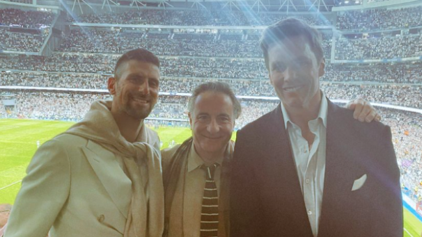 Au stade avec Tom Brady et Andy Garcia.