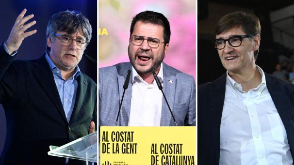 Carles Puigdemont (Junts, droite indépendantiste), Pere Aragonès (ERC, la gauche indépendantiste) et Salvador Illa (PSC, Parti des socialistes de Catalogne) sont trois des candidats aux élections.
